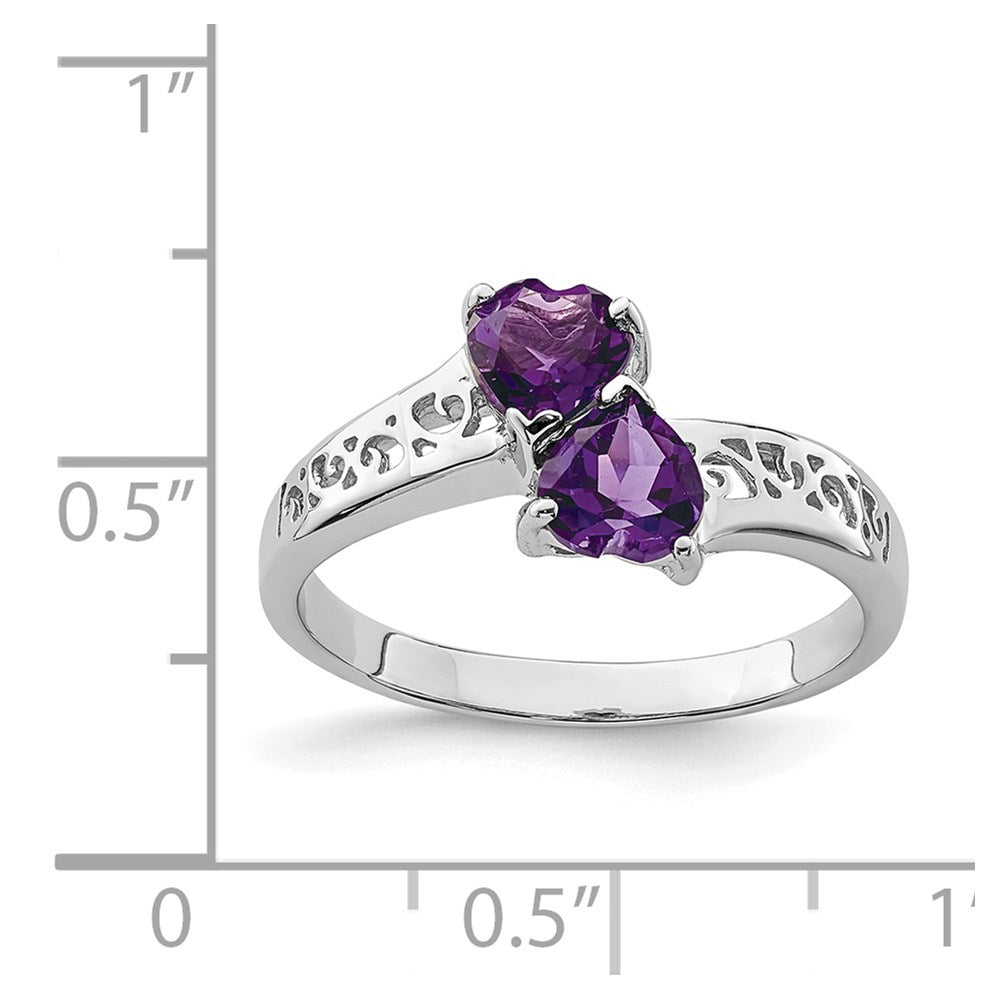 Sterlingsilber Rhodium Amethyst Herz Ring