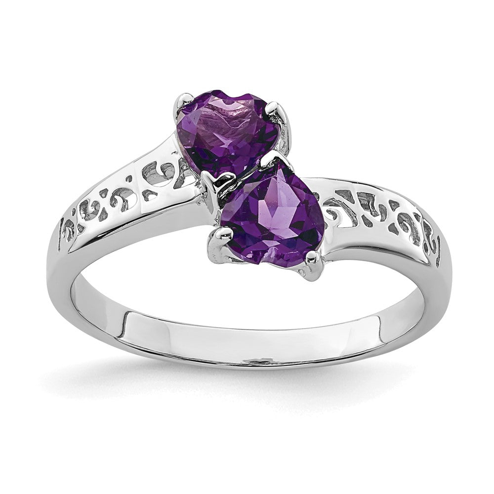 Sterlingsilber Rhodium Amethyst Herz Ring