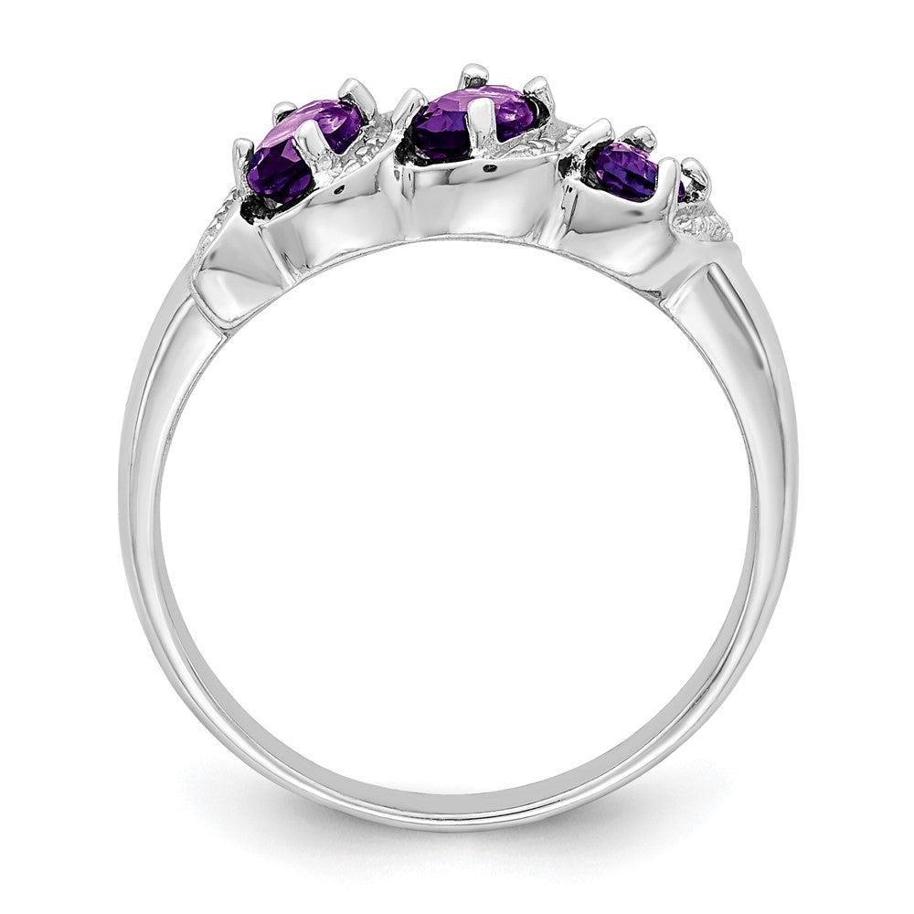 Sterlingsilber Rhodium Amethyst & Diamant Ring