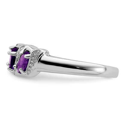 Sterlingsilber Rhodium Amethyst & Diamant Ring