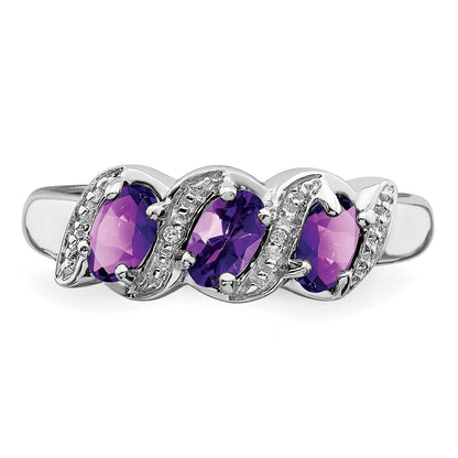 Sterlingsilber Rhodium Amethyst & Diamant Ring