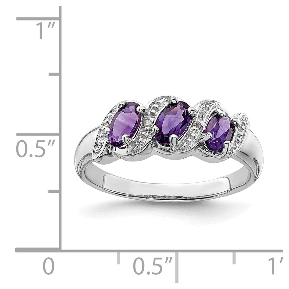 Sterlingsilber Rhodium Amethyst & Diamant Ring