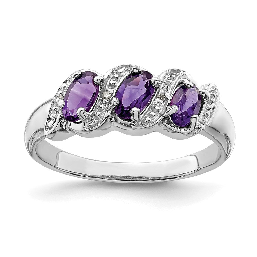 Sterlingsilber Rhodium Amethyst & Diamant Ring