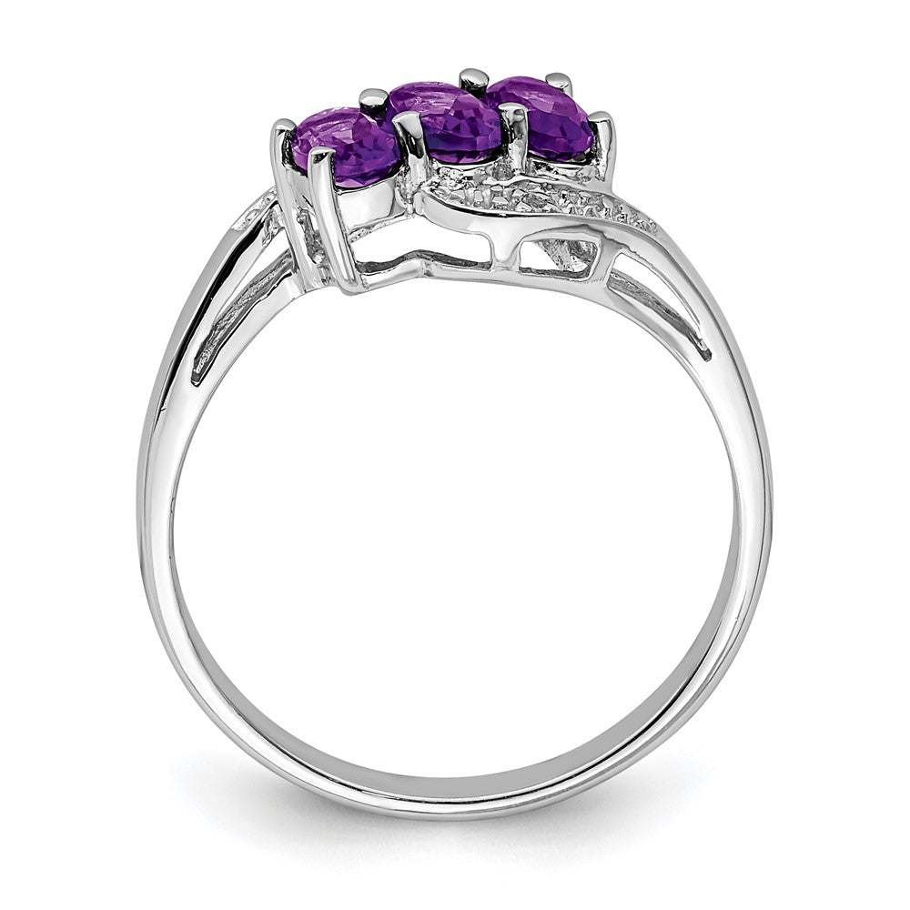 Sterlingsilber Rhodium Amethyst & Diamant Ring