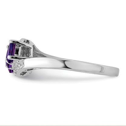 Sterlingsilber Rhodium Amethyst & Diamant Ring