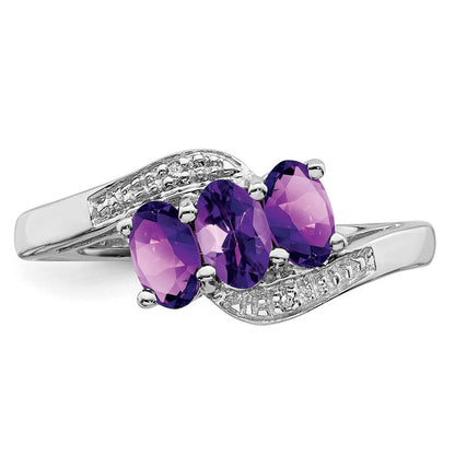 Sterlingsilber Rhodium Amethyst & Diamant Ring