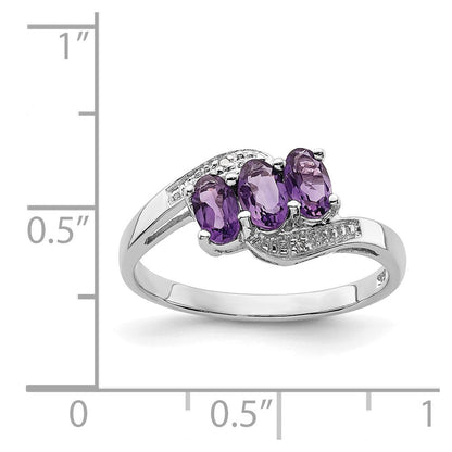 Sterlingsilber Rhodium Amethyst & Diamant Ring