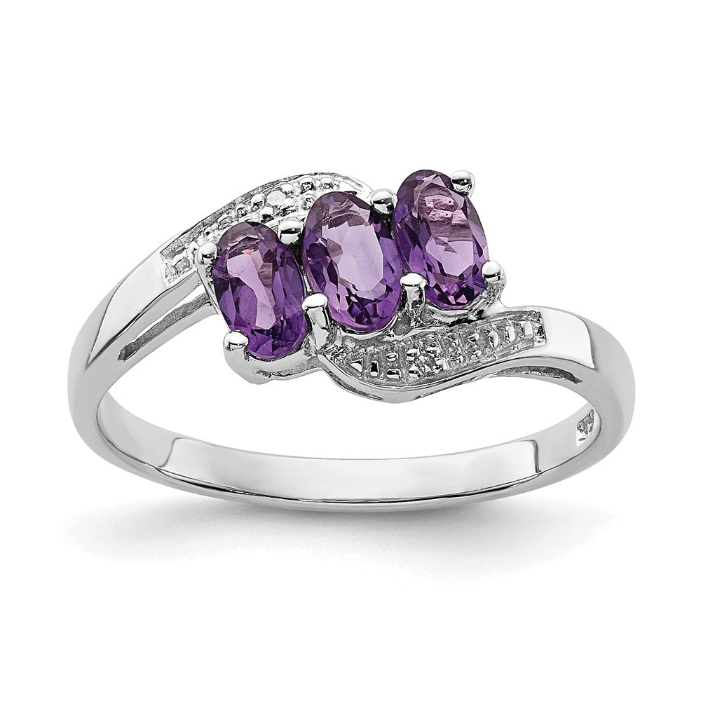 Sterlingsilber Rhodium Amethyst & Diamant Ring