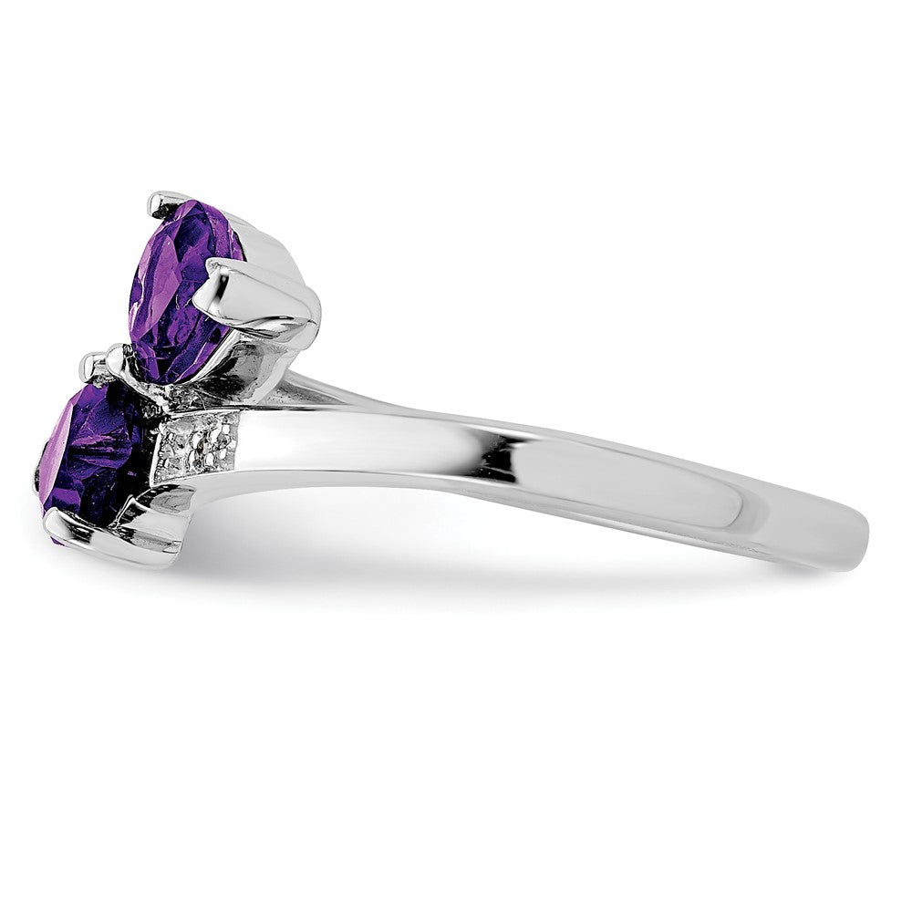 Sterlingsilber Rhodium Amethyst & Diamant Herz Ring