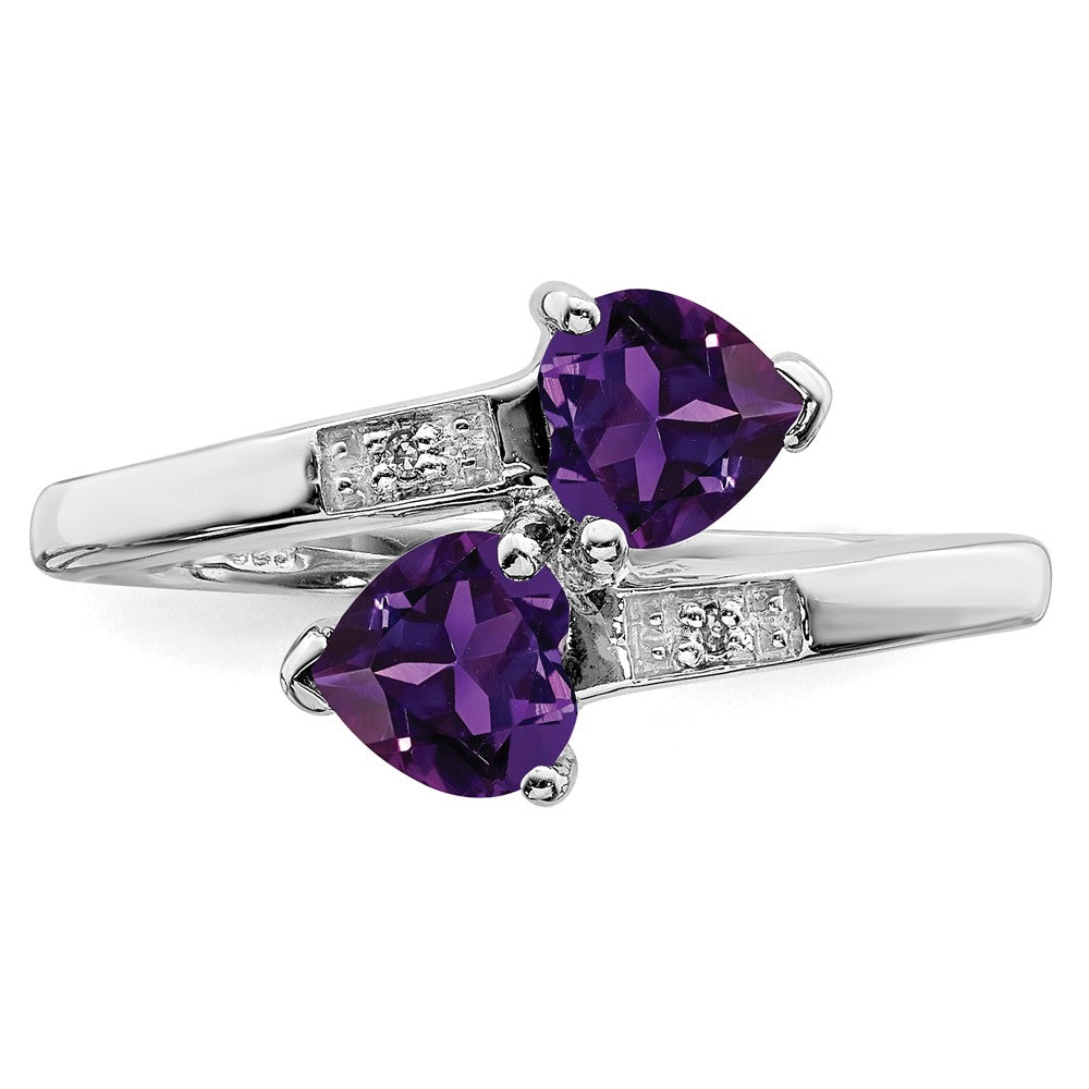 Sterlingsilber Rhodium Amethyst & Diamant Herz Ring