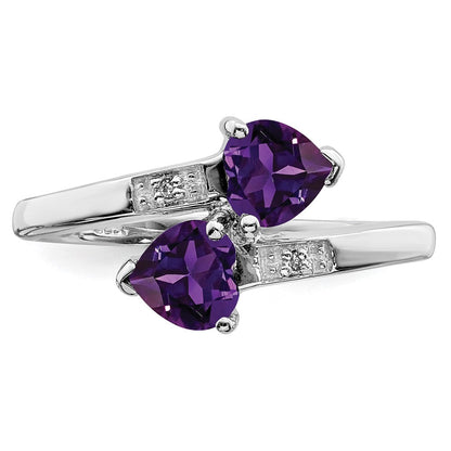 Sterlingsilber Rhodium Amethyst & Diamant Herz Ring
