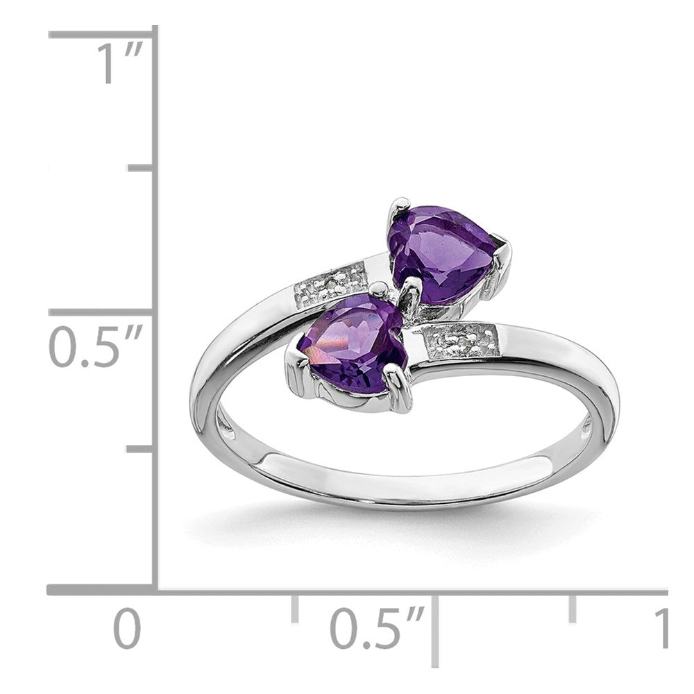 Sterlingsilber Rhodium Amethyst & Diamant Herz Ring