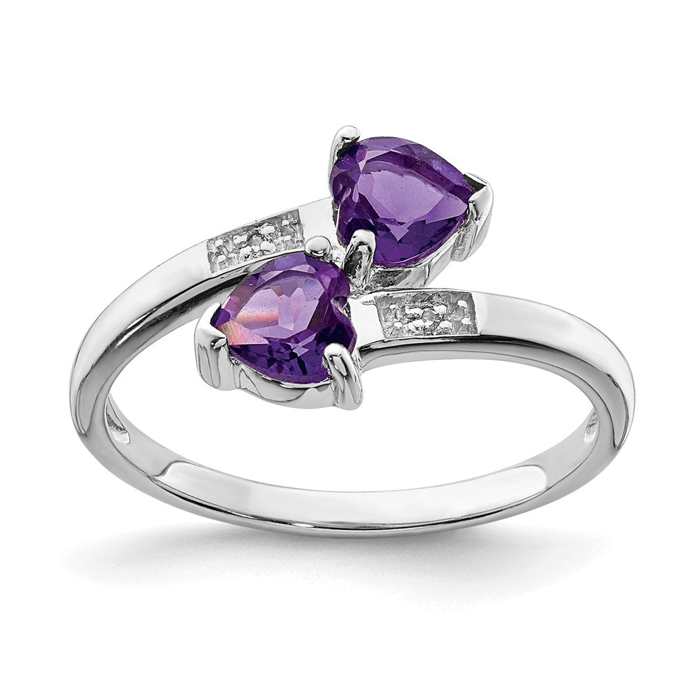Sterlingsilber Rhodium Amethyst & Diamant Herz Ring
