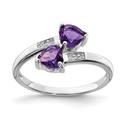 Sterlingsilber Rhodium Amethyst & Diamant Herz Ring