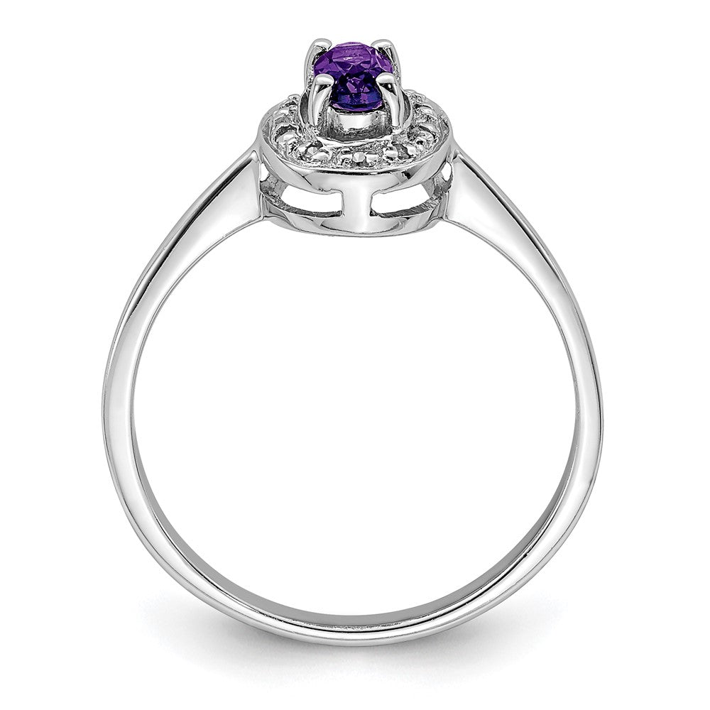 Sterlingsilber Rhodium Amethyst & Diamant Ring