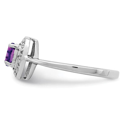 Sterlingsilber Rhodium Amethyst & Diamant Ring