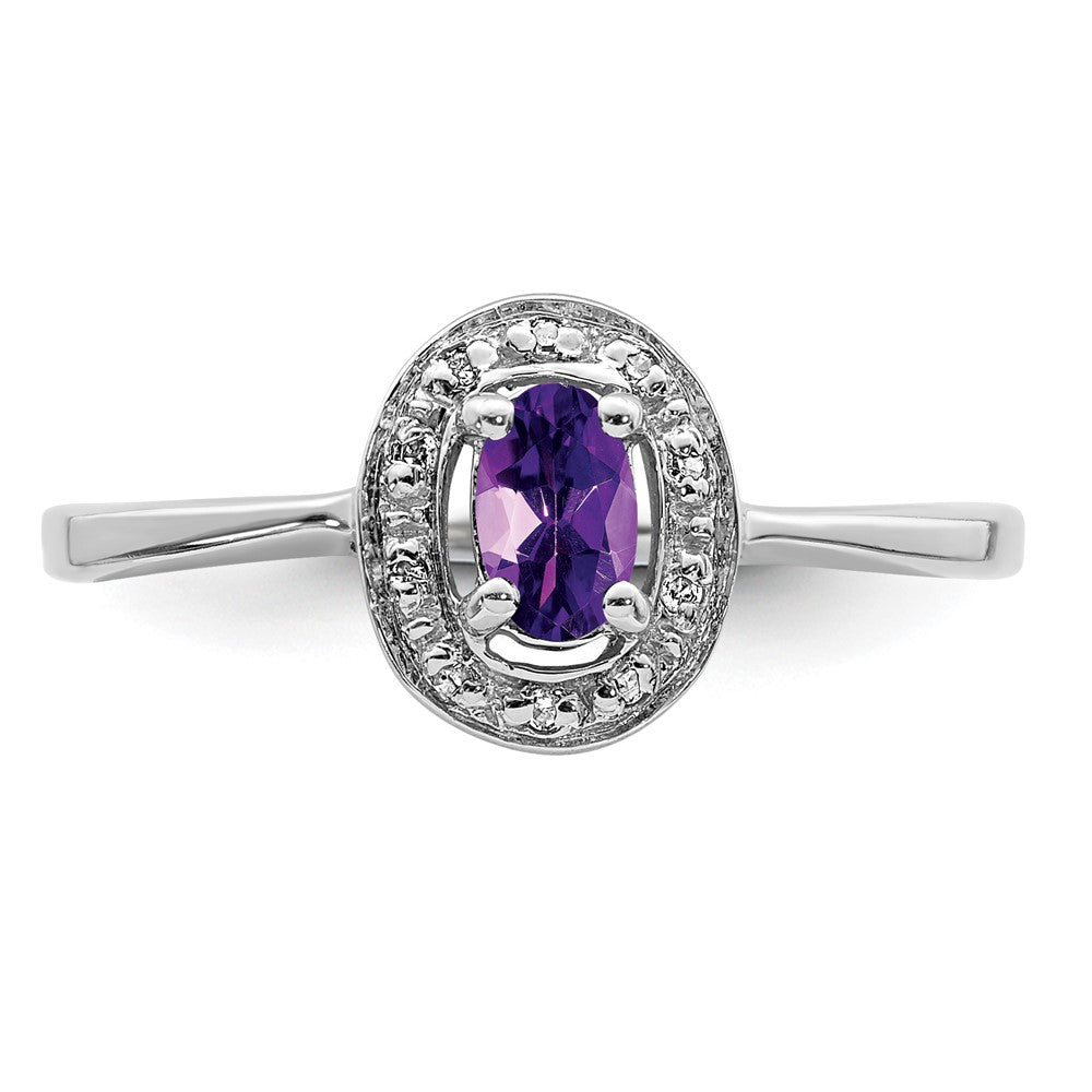 Sterlingsilber Rhodium Amethyst & Diamant Ring