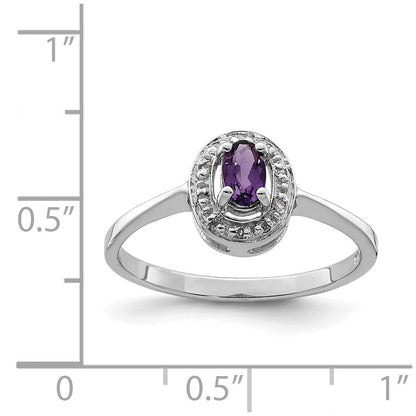 Sterlingsilber Rhodium Amethyst & Diamant Ring