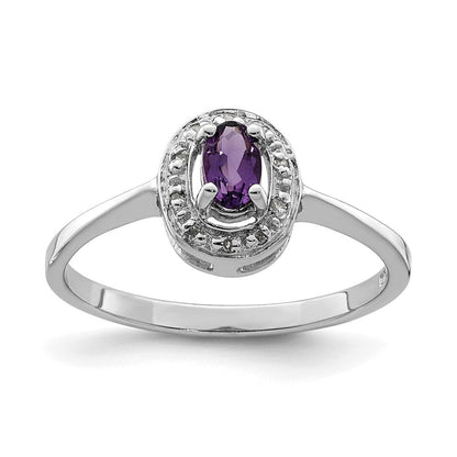 Sterlingsilber Rhodium Amethyst & Diamant Ring