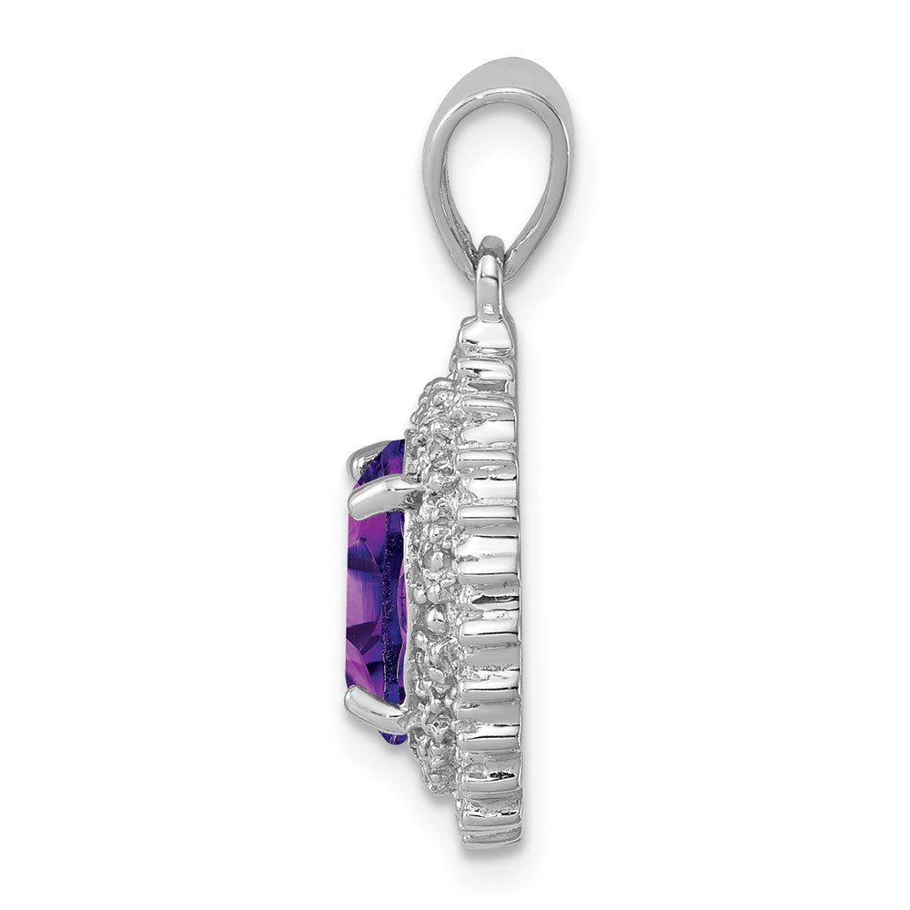 Sterlingsilber Rhodiniert Amethyst und Diamant Anhänger