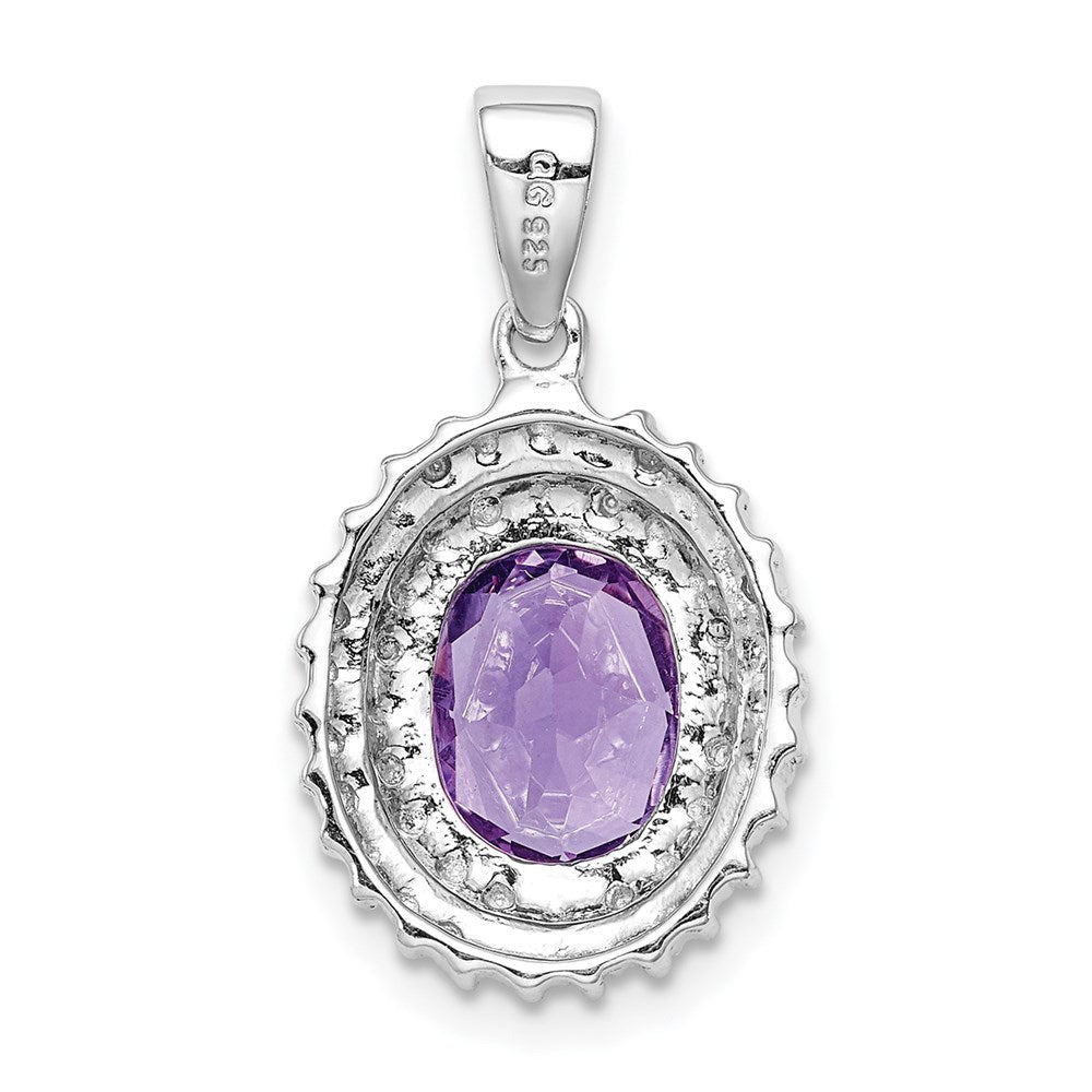 Sterlingsilber Rhodiniert Amethyst und Diamant Anhänger