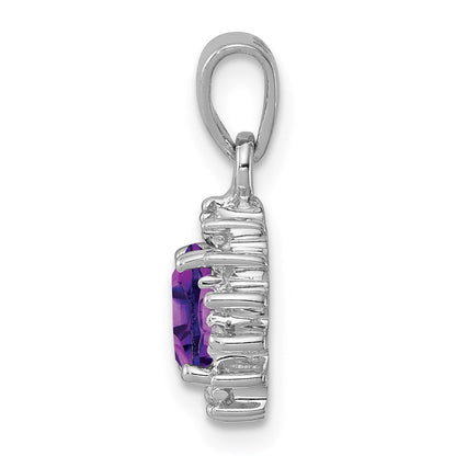 Sterlingsilber Rhodiniert Amethyst und Diamant Anhänger