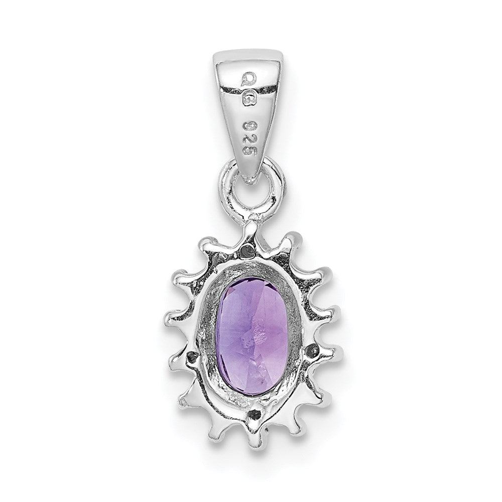 Sterlingsilber Rhodiniert Amethyst und Diamant Anhänger