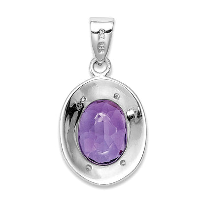 Sterlingsilber Rhodiniert Amethyst und Diamant Anhänger