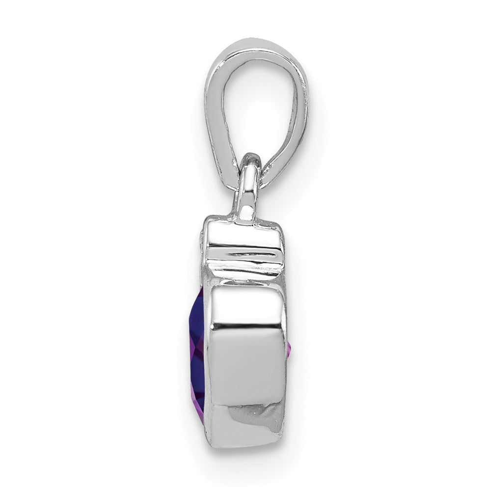 Sterlingsilber Rhodiniert Amethyst und Diamant Anhänger