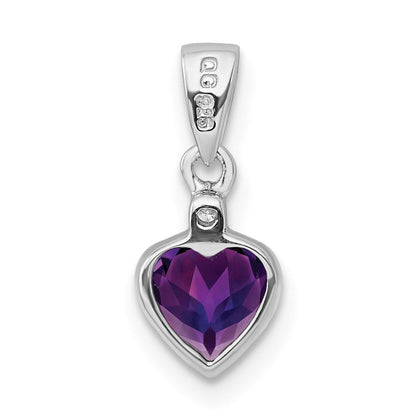 Sterlingsilber Rhodiniert Amethyst und Diamant Anhänger
