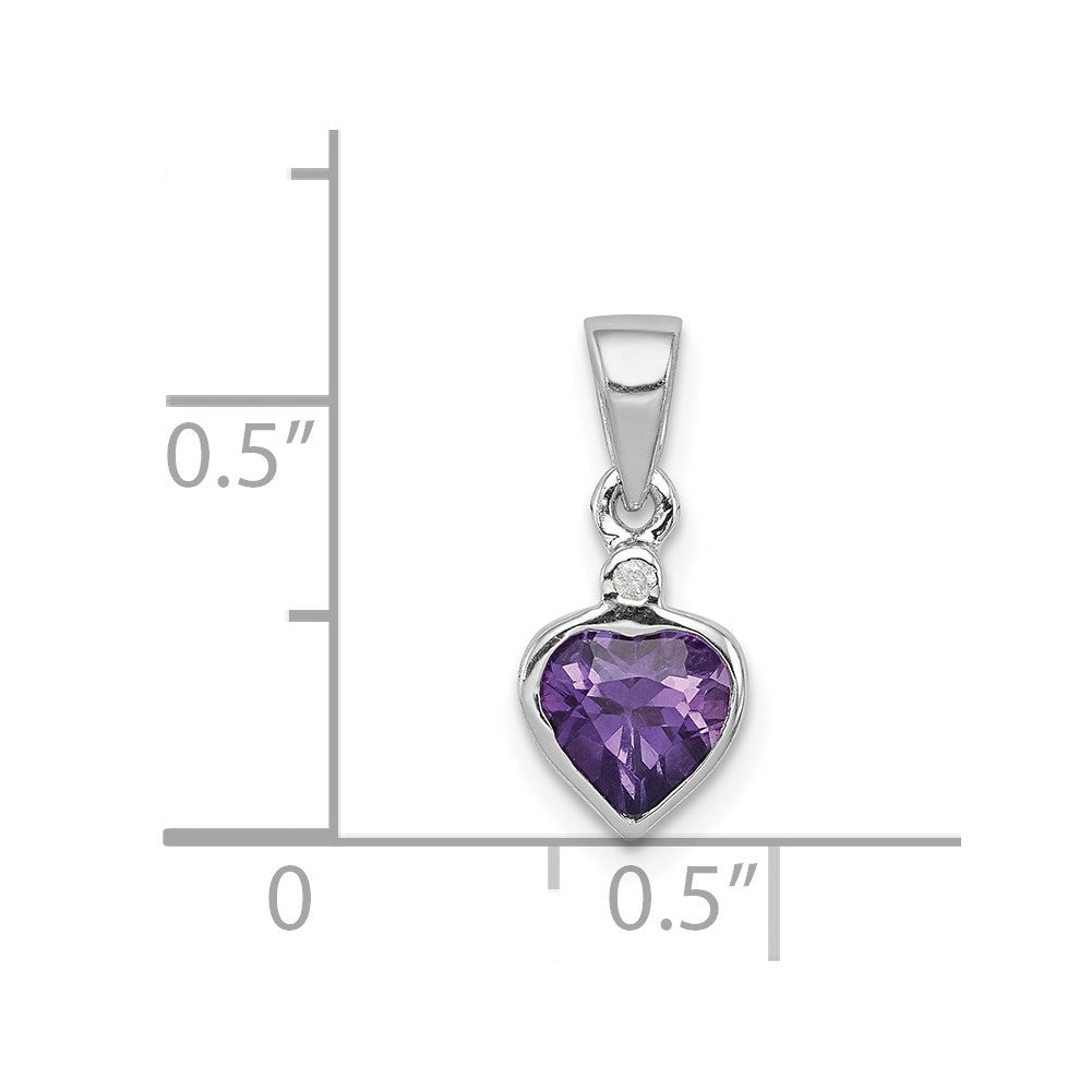 Sterlingsilber Rhodiniert Amethyst und Diamant Anhänger