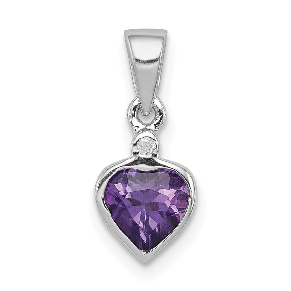 Sterlingsilber Rhodiniert Amethyst und Diamant Anhänger