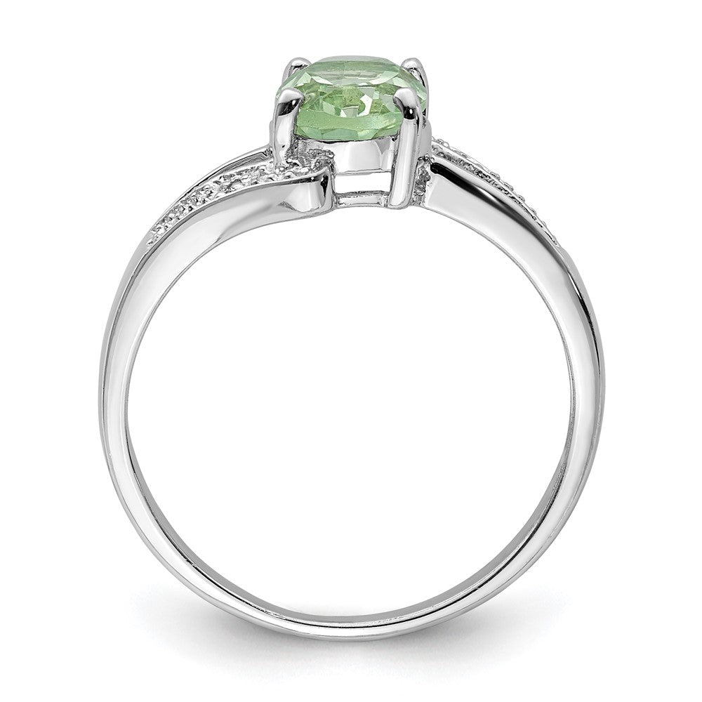 Sterlingsilber Rhodium Grün Quarz & Diamant Ring