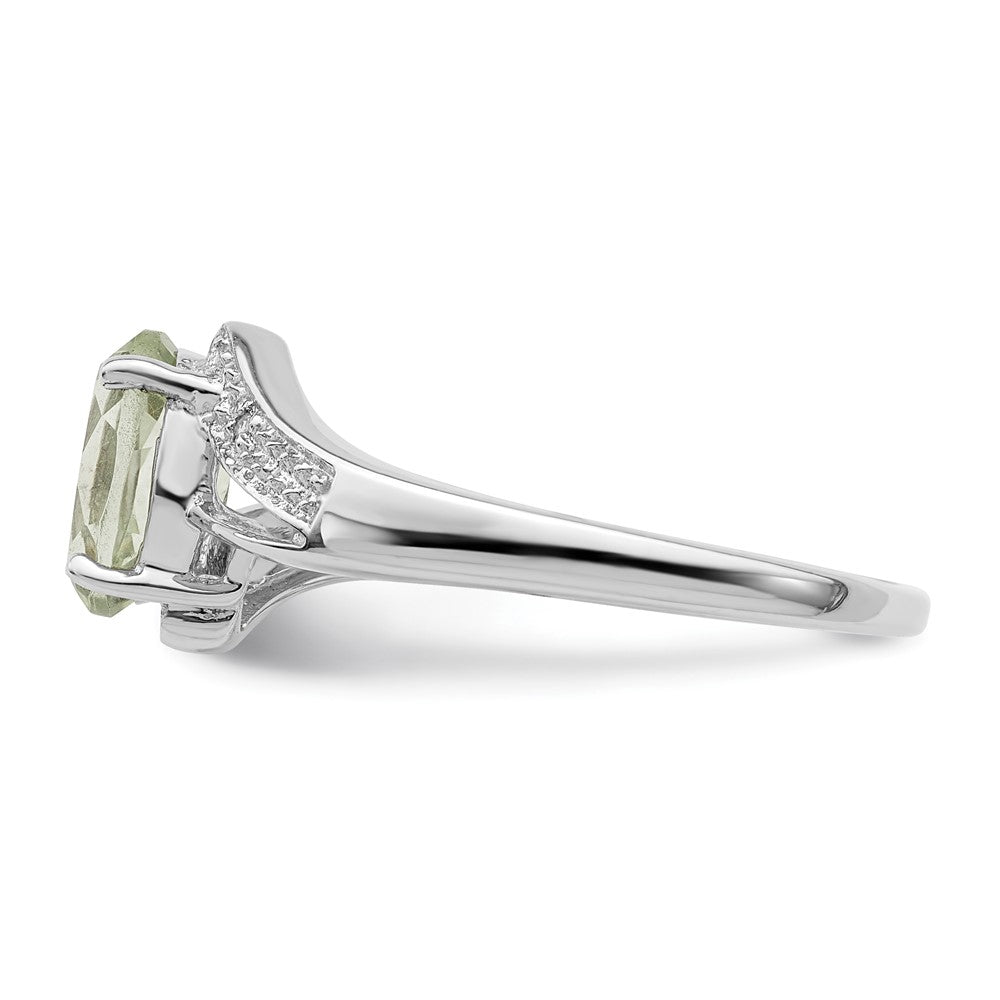 Sterlingsilber Rhodium Grün Quarz & Diamant Ring