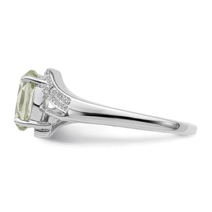 Sterlingsilber Rhodium Grün Quarz & Diamant Ring