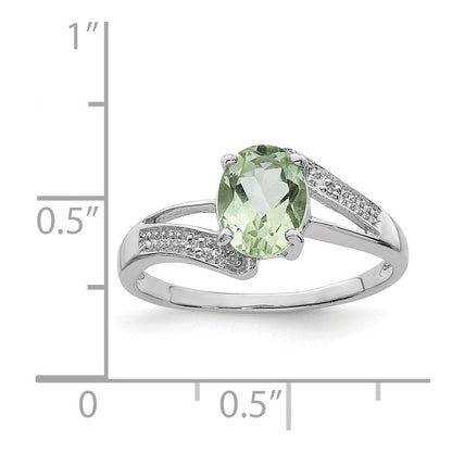 Sterlingsilber Rhodium Grün Quarz & Diamant Ring