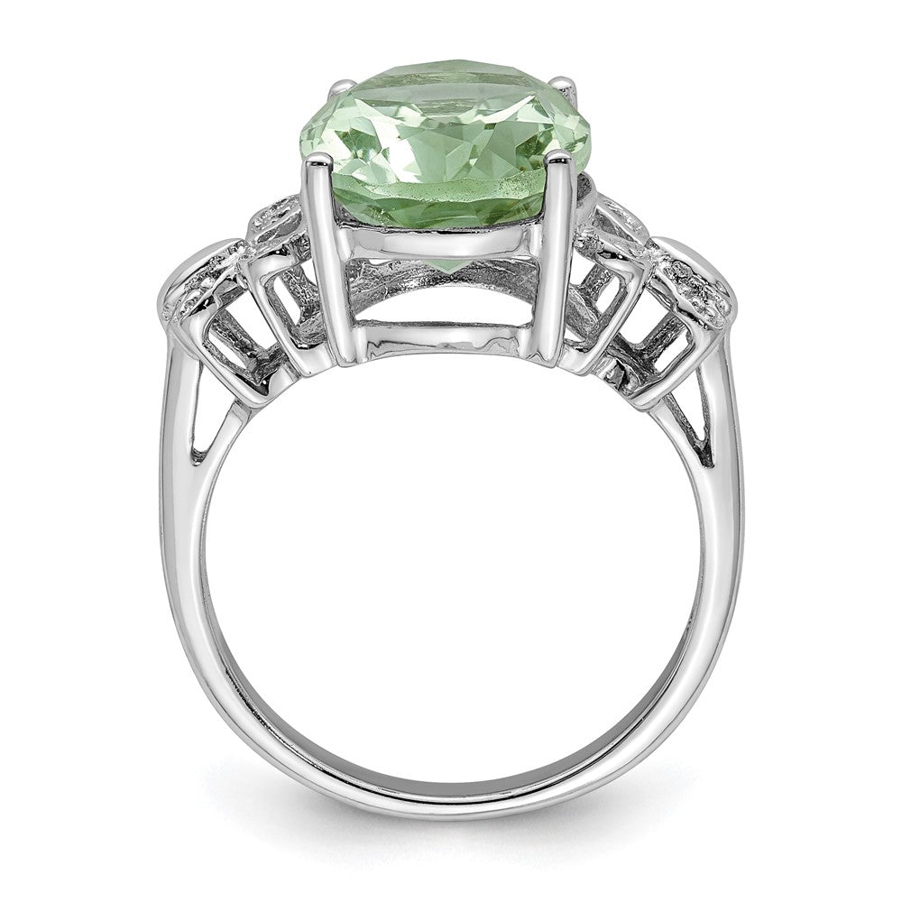 Sterlingsilber Rhodium Grün Quarz & Diamant Ring