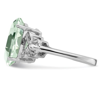Sterlingsilber Rhodium Grün Quarz & Diamant Ring