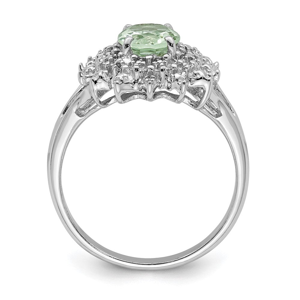 Sterlingsilber Rhodium Grün Quarz & Diamant Ring