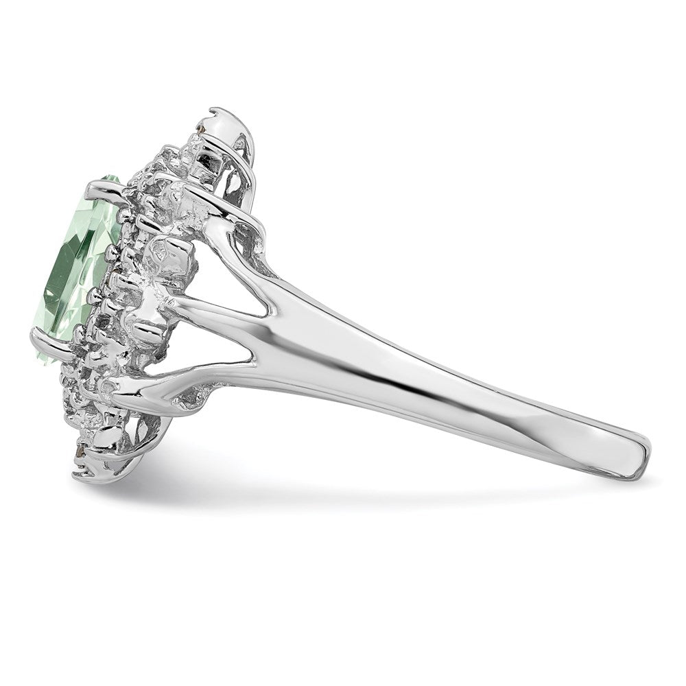 Sterlingsilber Rhodium Grün Quarz & Diamant Ring