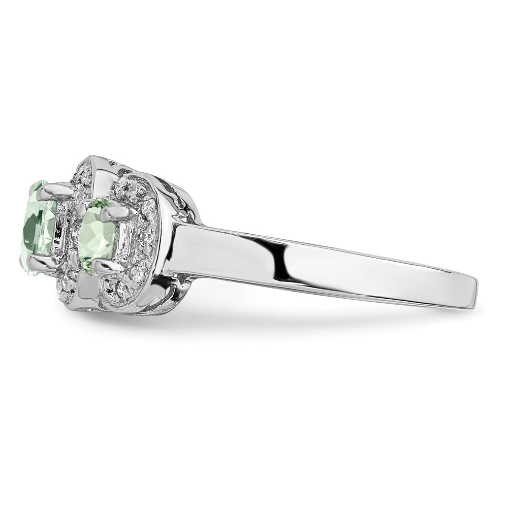Sterlingsilber Rhodium Grün Quarz & Diamant Ring