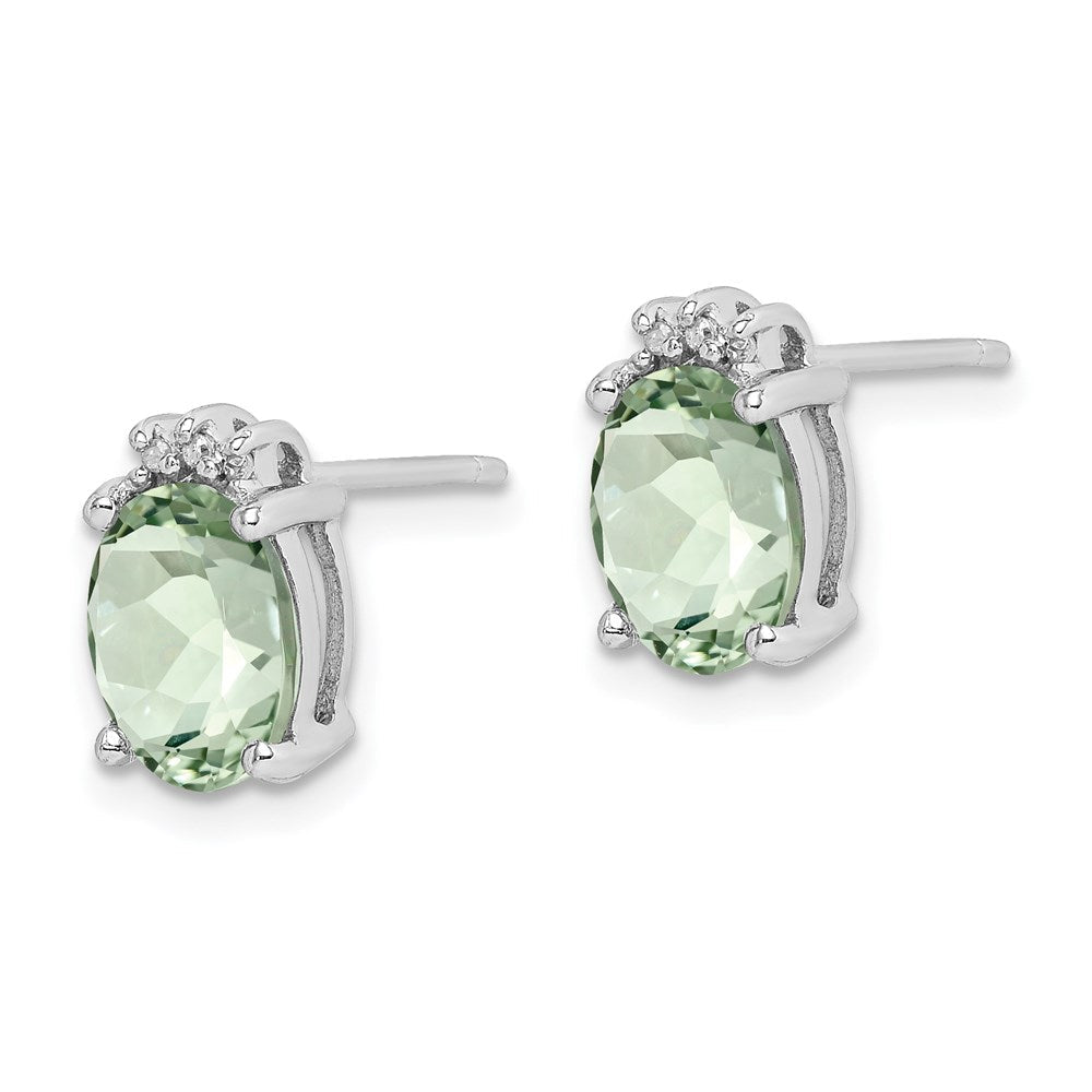 Sterlingsilber Rhodiniert Oval Grün Quarz und Diamondearrings