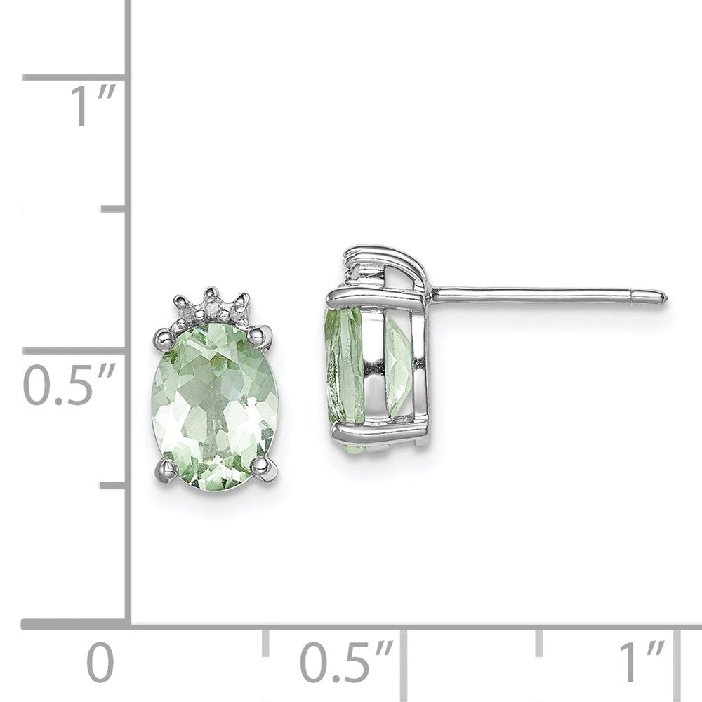 Sterlingsilber Rhodiniert Oval Grün Quarz und Diamondearrings