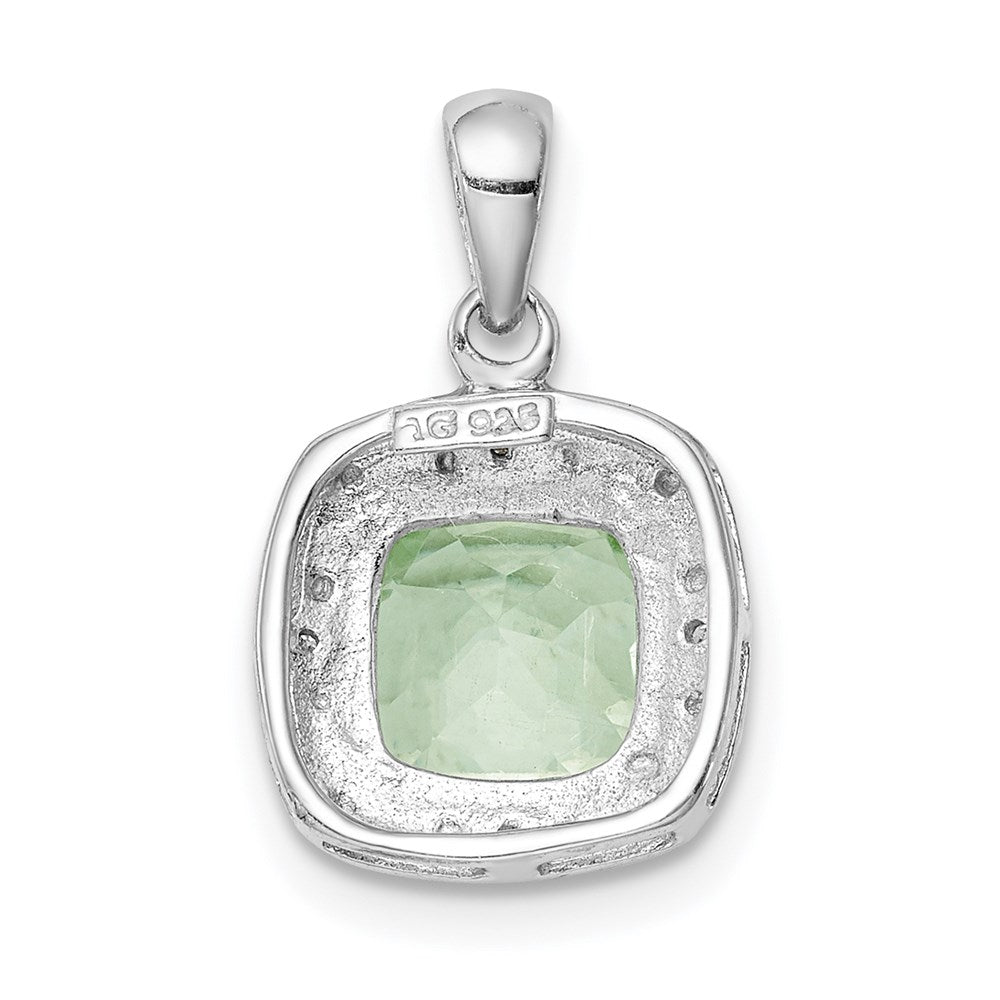 Sterlingsilber Rhodiniert Grün Quarz und Diamant Anhänger