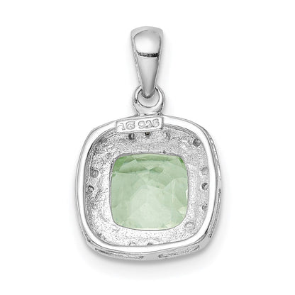Sterlingsilber Rhodiniert Grün Quarz und Diamant Anhänger