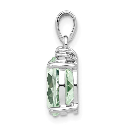 Sterlingsilber Rhodiniert Grün Quarz und Diamant Anhänger