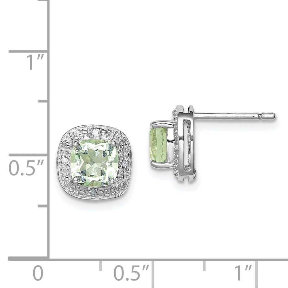 Sterlingsilber Rhodiniert Grün Quarz und Diamant Ohrringe