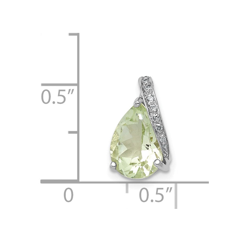 Sterlingsilber Rhodiniert Tropfen Grün Quarz Anhänger