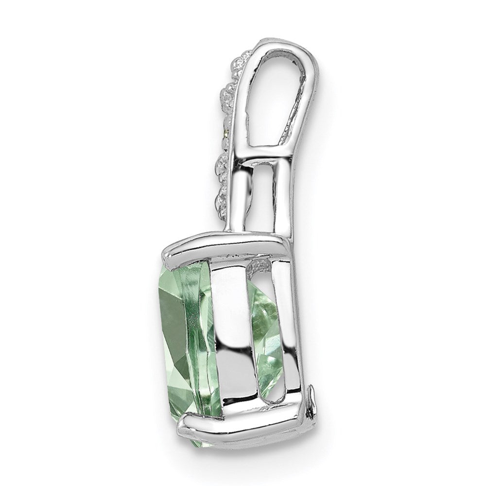 Sterlingsilber Rhodiniert Grün Quarz und Diamant Anhänger