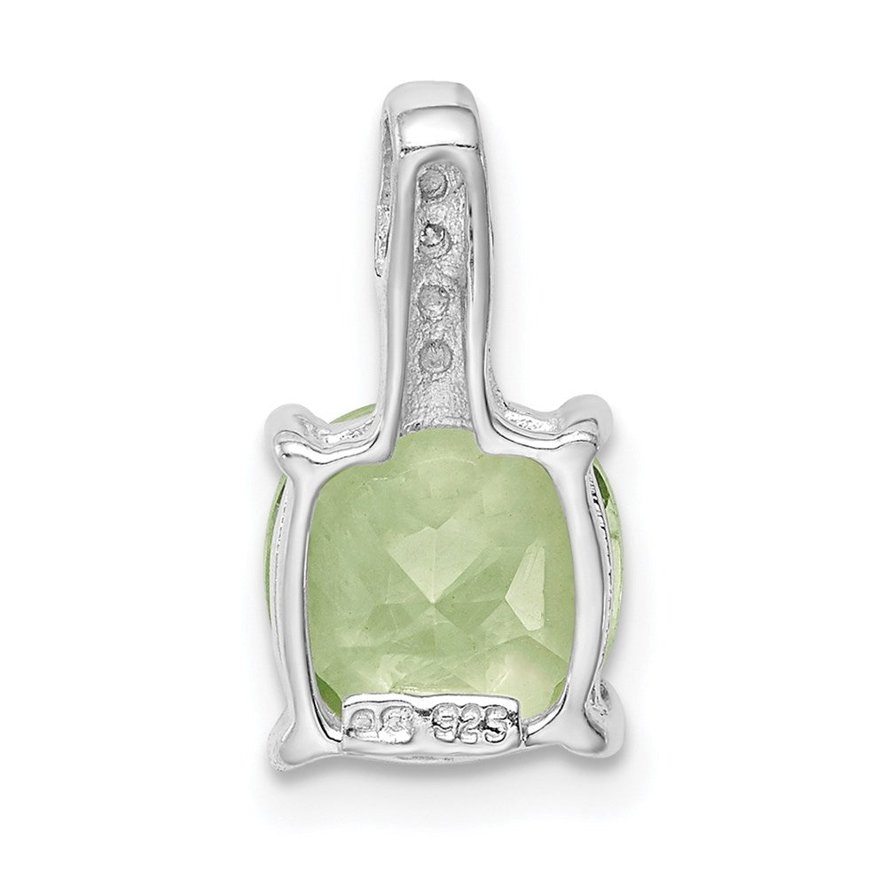 Sterlingsilber Rhodiniert Grün Quarz und Diamant Anhänger